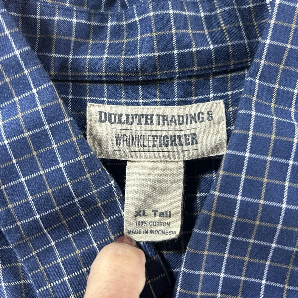 Duluth Trading Co. Mens XL‎ TWrinkle Fighter Plaid 100% Cotton Button Up Shirt